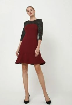 Madam-T Robe De Jour - Grau, Weinrot -Madam-T Soldes 2022 4b4413174807411dac2a15ff4524e384