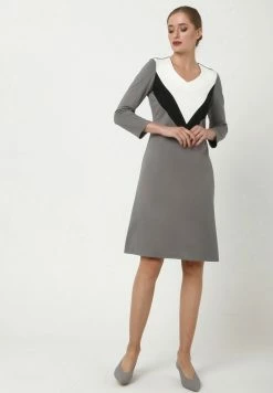 Madam-T DGINI - Robe En Jersey - Grau, Weiß -Madam-T Soldes 2022 4bd0a12b071b47c8bcabf6ac4935b58b