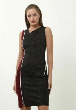 Madam-T KALETA - Robe Fourreau - Grau, Weinrot