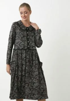 Madam-T KLEID BELLA - Robe Chemise - Schwarz, Braun