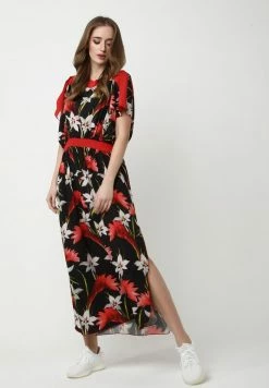 Madam-T TSURUMI - Robe Longue - Schwarz, Rot