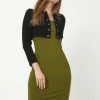 Madam-T Robe En Jersey - Khaki, Schwarz