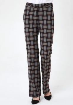 Madam-T Pantalon Classique - Grau, Weinrot