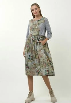 Madam-T KLEID CHARLIS - Robe De Jour - Oliv, Grau -Madam-T Soldes 2022 5584bdef88814eadbf7471901b86cd00