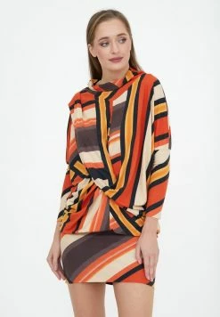 Madam-T FIRA - Robe Fourreau - Beige, Orange -Madam-T Soldes 2022 5773d8b404344f81989d2613e296ebff