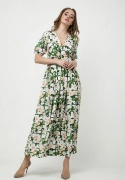 Madam-T Robe Longue - Milchig, Grün