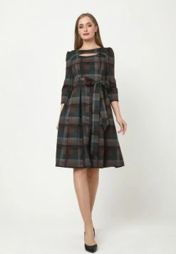 Madam-T JERSEYKLEID AGADA - Robe En Jersey - Grün, Braun