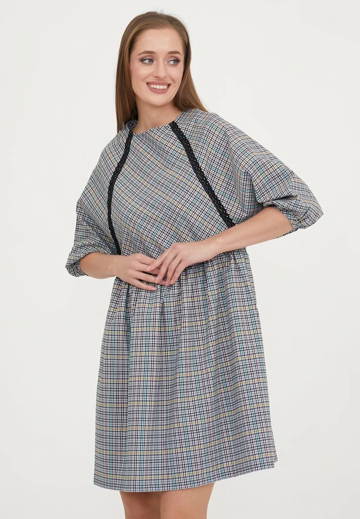 Madam-T ADAMASA - Robe De Jour - Grau Gelb 1 Madam-T ADAMASA - Robe De Jour - Grau Gelb