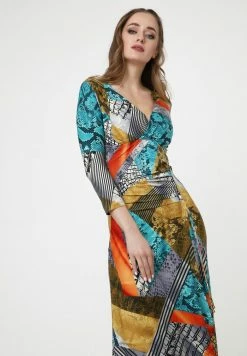 Madam-T GRENADE - Robe Longue - Orange, Gelb -Madam-T Soldes 2022 5d27e1a3174c454ea8bca295ad248f1a