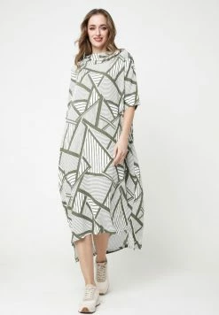 Madam-T ADELINARA - Robe Longue - Khaki Weiß