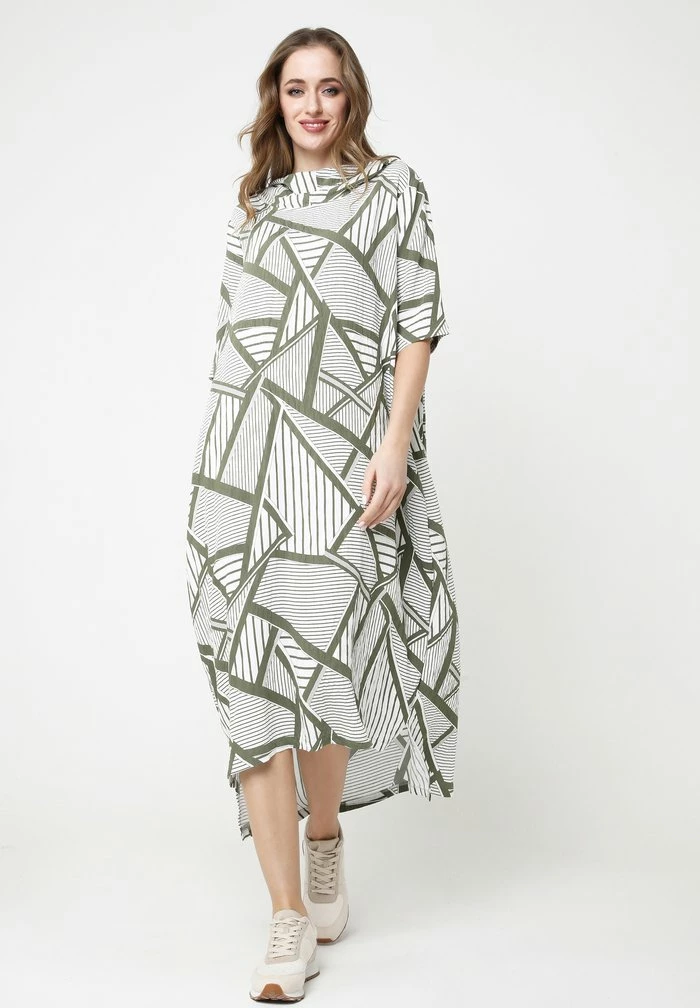 Madam-T ADELINARA - Robe Longue - Khaki Weiß 1 Madam-T ADELINARA - Robe Longue - Khaki Weiß