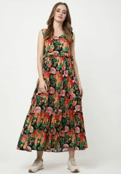 Madam-T LENOR - Robe De Jour - Schwarz, Orange