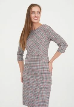 Madam-T KORFU - Robe Fourreau - Grüner Zig/rot -Madam-T Soldes 2022 63242aea49be4da191fcebc5b5a9a208