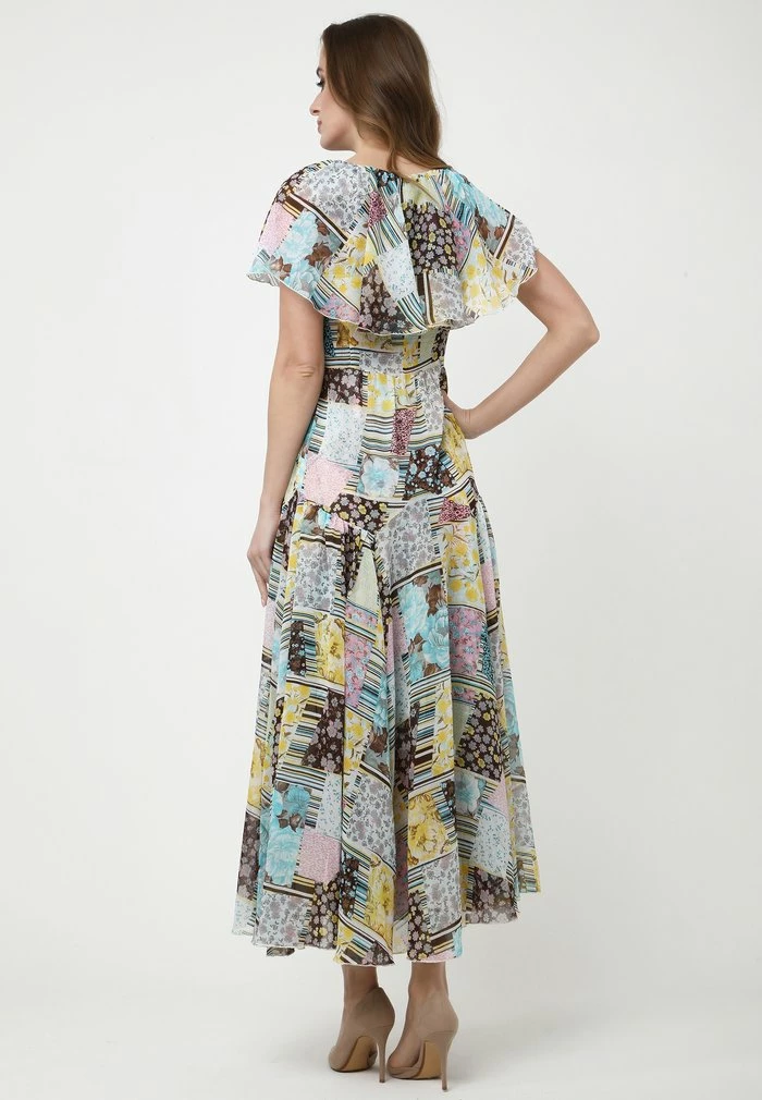 Madam-T ELIZABETTA - Robe Longue - Gelb Hellblau 3 Madam-T ELIZABETTA - Robe Longue - Gelb Hellblau – Image 3