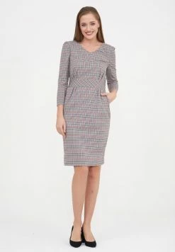 Madam-T ALIA - Robe Fourreau - Grüner Zig / Rot -Madam-T Soldes 2022 64b47970d3004e9f930cc8961c9ad1d1