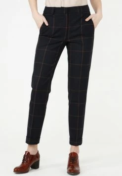 Madam-T Pantalon Classique - Blau/ Braun