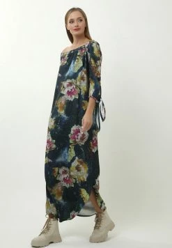 Madam-T SILVIA - Robe Longue - Senf/ Blau -Madam-T Soldes 2022 674e6a1b4aaf4e209d75992366b5adbb