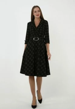 Madam-T NENSI - Robe De Jour - Schwarz, Khaki