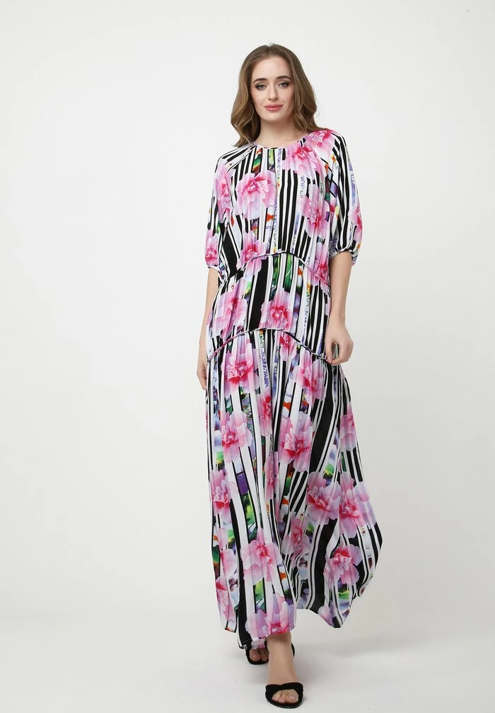 Madam-T GRETELE - Robe Longue - Weiß Rosa 2 Madam-T GRETELE - Robe Longue - Weiß Rosa – Image 2