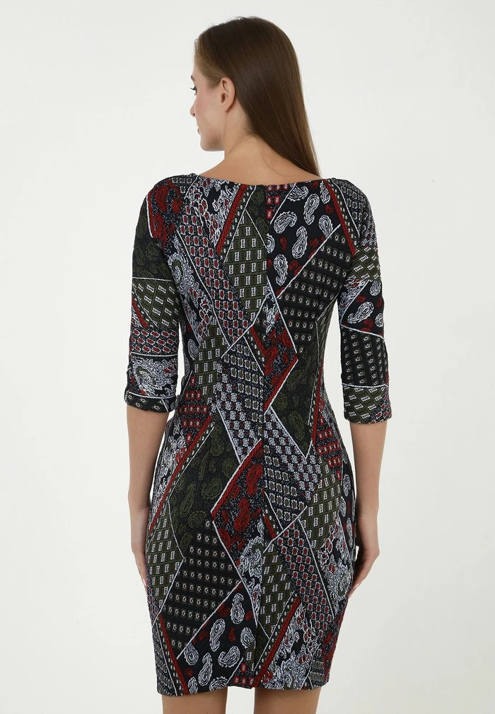 Madam-T PIHTA - Robe Fourreau - Khaki, Rot 3 Madam-T PIHTA - Robe Fourreau - Khaki, Rot – Image 3