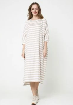 Madam-T Robe En Jersey - Beige, Weiß