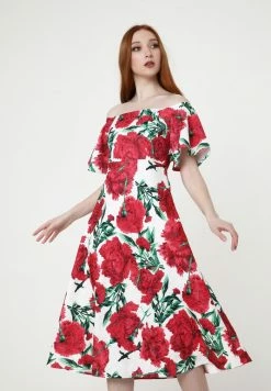 Madam-T Robe De Jour - Weiß, Weinrot