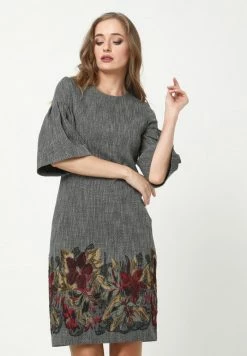 Madam-T Soldes 2022 17 Madam-T Robe De Jour - Grau Gelb