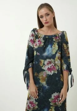 Madam-T SILVIA - Robe Longue - Senf/ Blau -Madam-T Soldes 2022 6fa8c3f8bdb94d2fb5b285ed427e6560