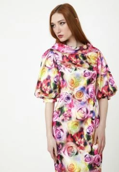 Madam-T Robe Fourreau - Gelb, Lila -Madam-T Soldes 2022 73176a5e4e4d4a52aa980e8170a1b415