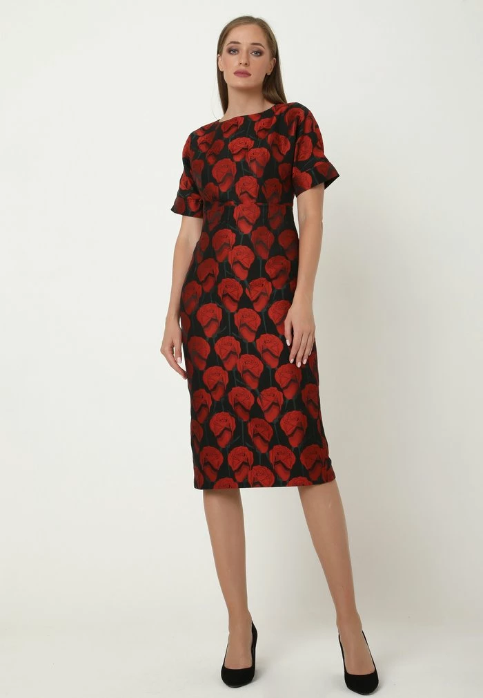 Madam-T ALTEA - Robe Fourreau - Schwarz, Rot 2 Madam-T ALTEA - Robe Fourreau - Schwarz, Rot – Image 2