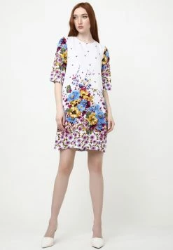 Madam-T MILANA - Robe De Jour - Weiß, Hellblau