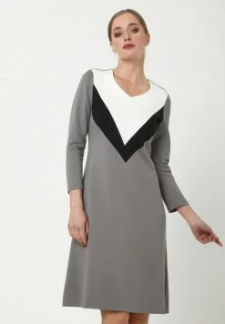 Madam-T DGINI - Robe En Jersey - Grau, Weiß