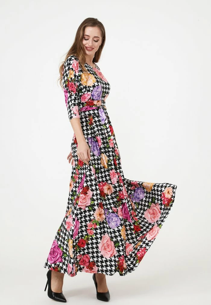 Madam-T KOMBINA - Robe Longue - Weiß Schwarz 2 Madam-T KOMBINA - Robe Longue - Weiß Schwarz – Image 2