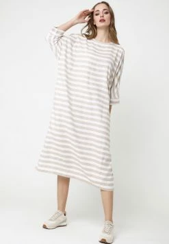 Madam-T Robe En Jersey - Beige, Weiß -Madam-T Soldes 2022 7becc94268554d668e08d1934d02d5f4