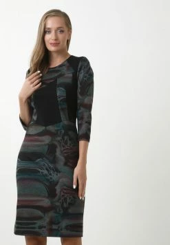 Madam-T ALMAZA - Robe Fourreau - Grau/aqua