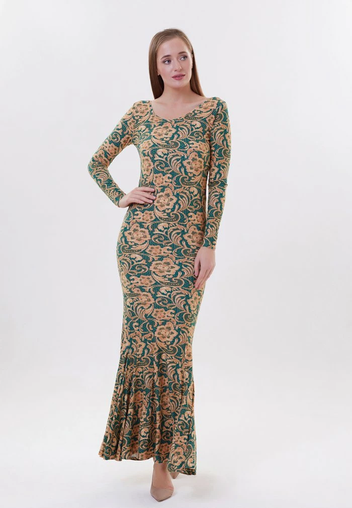 Madam-T PENELOPA - Robe Fourreau - Beige/grün 1 Madam-T PENELOPA - Robe Fourreau - Beige/grün