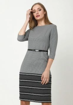 Madam-T Robe Fourreau - Grau,schwarz