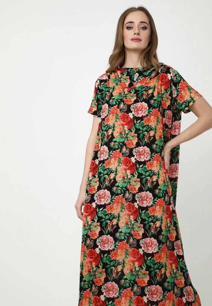 Madam-T ADELINARA - Robe Longue - Schwarz Orange 4 Madam-T ADELINARA - Robe Longue - Schwarz Orange – Image 4