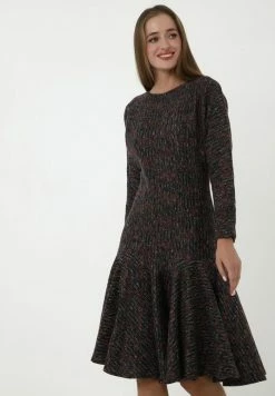 Madam-T SAMARA - Robe Pull - Dunkelgrau Rot