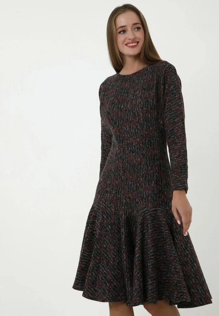 Madam-T SAMARA - Robe Pull - Dunkelgrau Rot 1 Madam-T SAMARA - Robe Pull - Dunkelgrau Rot