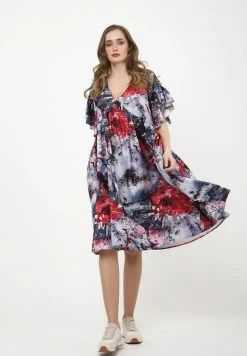 Madam-T Soldes 2022 21 Madam-T Robe De Jour - Dunkelgrau Weinrot