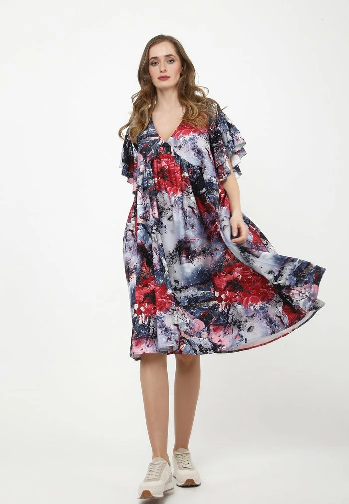 Madam-T Robe De Jour - Dunkelgrau Weinrot 1 Madam-T Robe De Jour - Dunkelgrau Weinrot