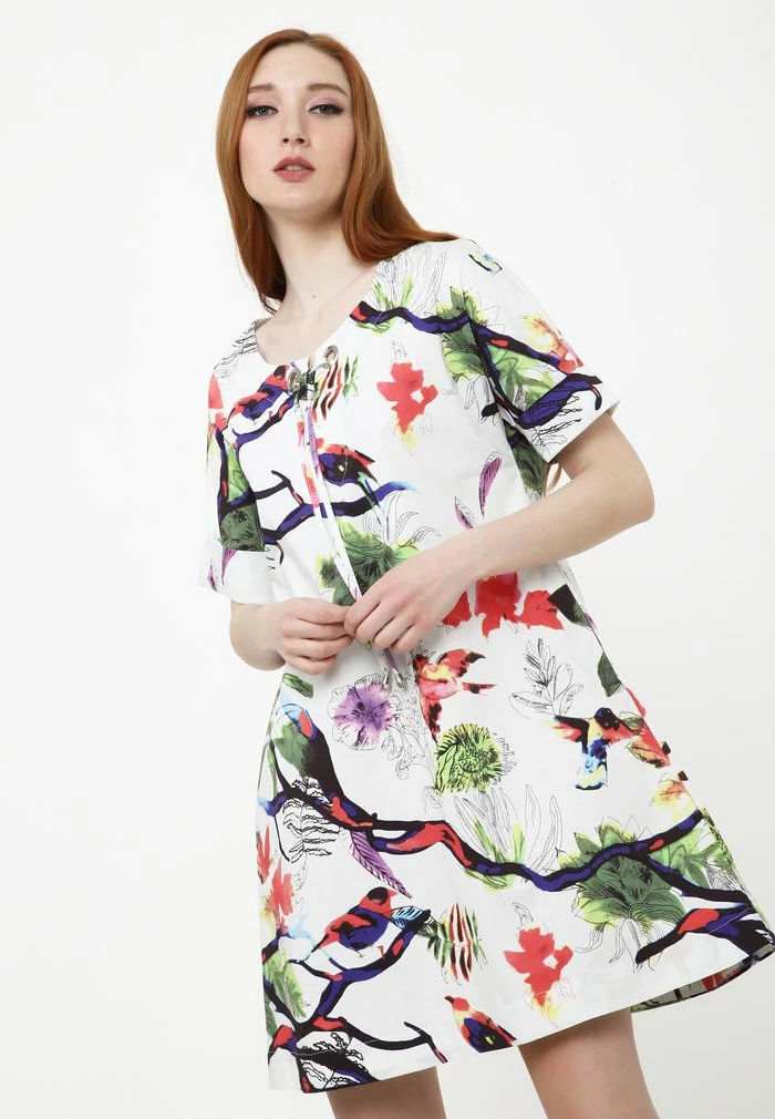 Madam-T LAURA - Robe De Jour - Weiß Lila 1 Madam-T LAURA - Robe De Jour - Weiß Lila