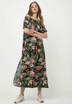 Madam-T DERIN - Robe De Jour - Schwarz, Hellgrün