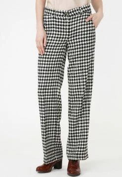 Madam-T Pantalon Classique - Weiß Schwarz