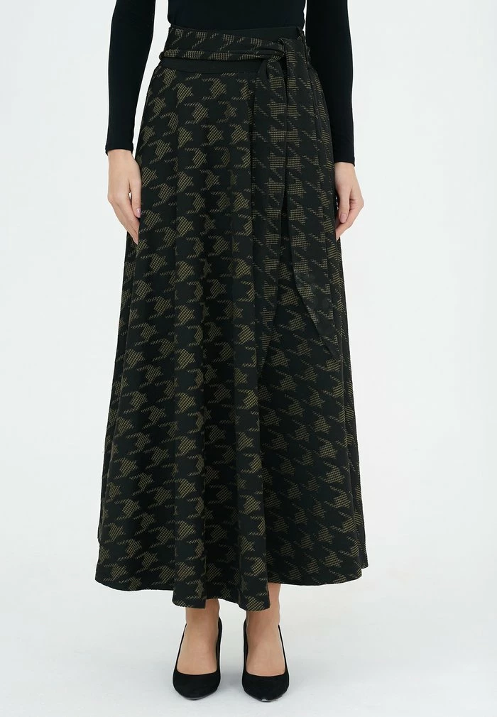 Madam-T ROCK RITA - Jupe Longue - Black/khaki 1 Madam-T ROCK RITA - Jupe Longue - Black/khaki