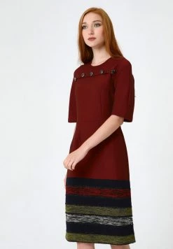 Madam-T NOELLA - Robe Fourreau - Wein Rot, Hellgrün