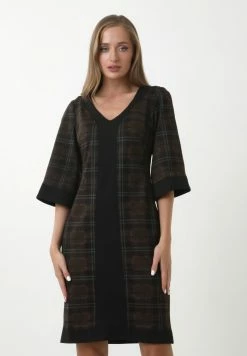 Madam-T REINA - Robe Fourreau - Schwarz/senf