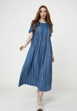 Madam-T Snura - Robe De Jour - Dunkelblau, Weiß