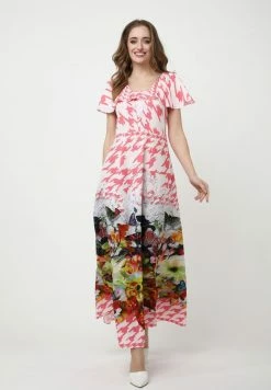 Madam-T Robe Longue - Rosa/weiß